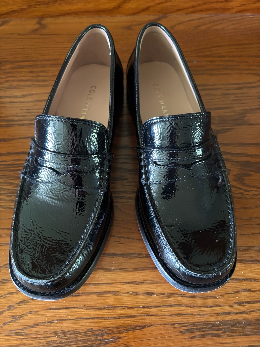 Cole Haan Black Patent Leather Penny Loafers